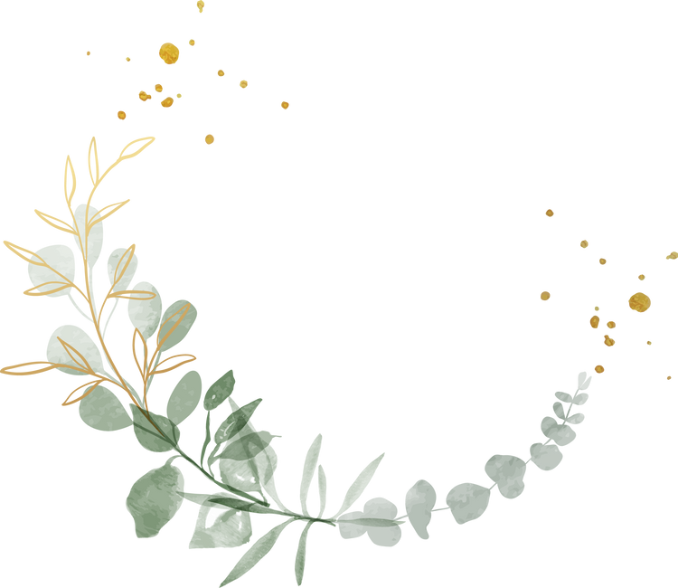 Watercolor eucalyptus leaf gold wreath